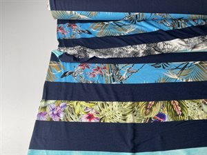 Viscosejersey - marine og tropiske striber